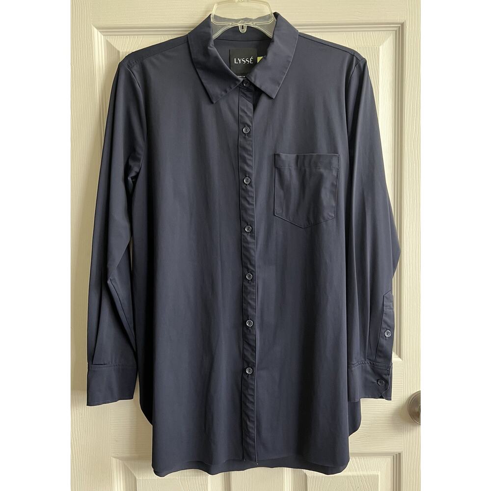 LYSSE Bundle Of 8 Solid Print Button Down Wrinkle Resistant Career Blouses Tops - Picture 11 of 16